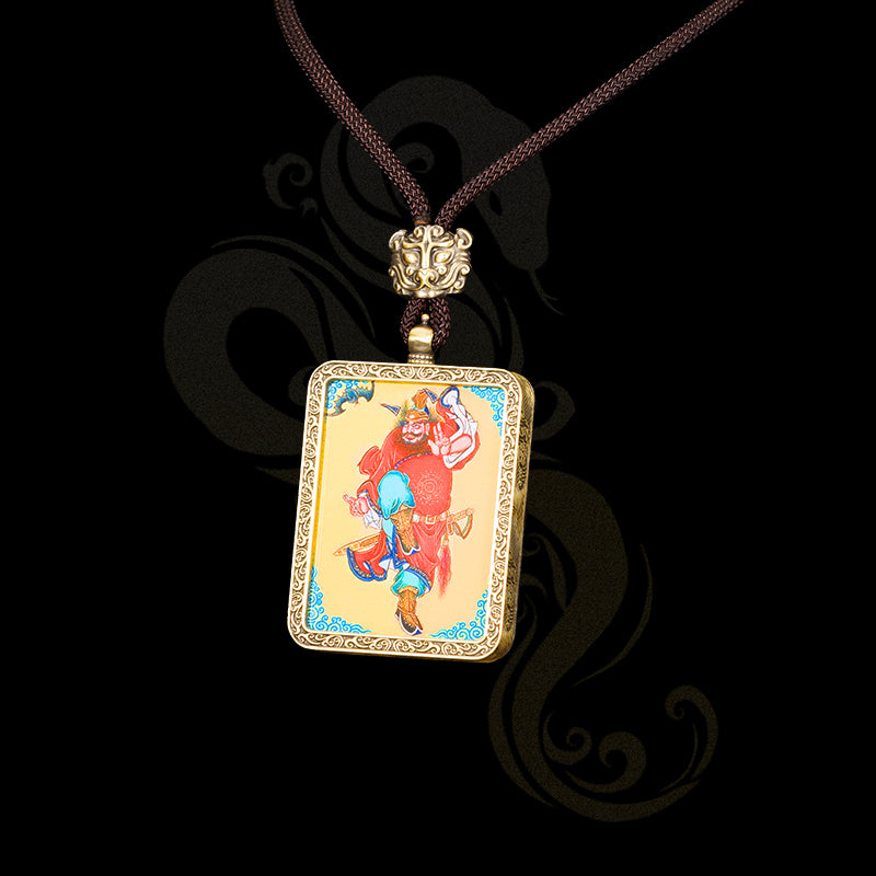 Zhong Kui Square Thangka Pendant