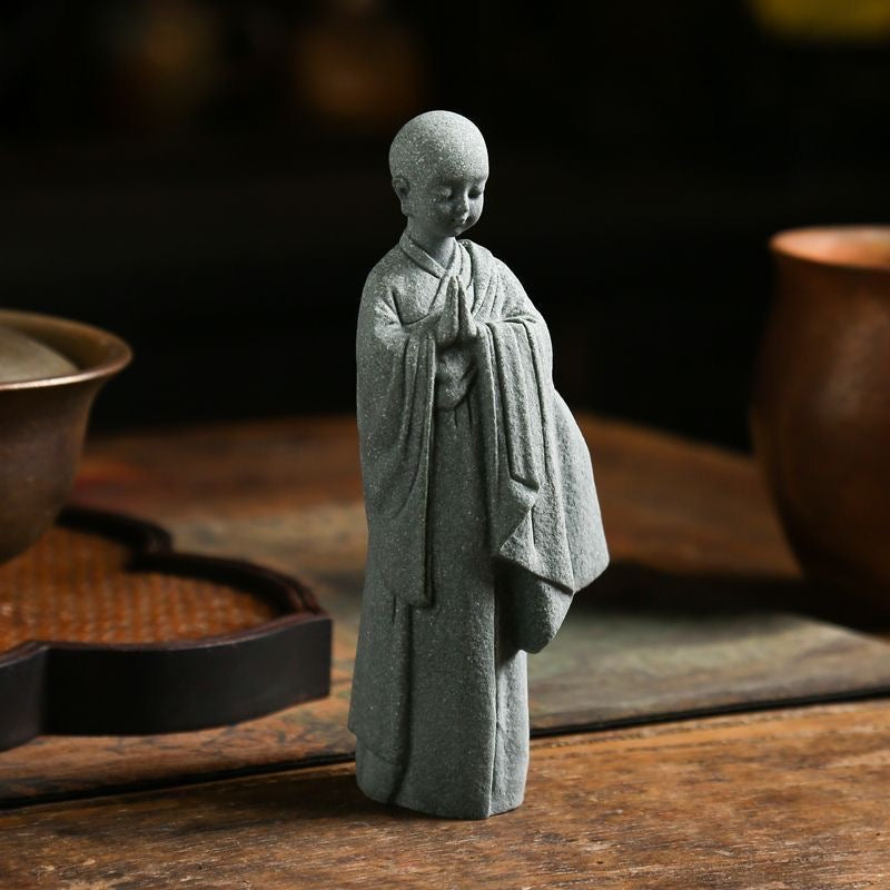 Hand-Carved Green Sandstone Zen Ornament