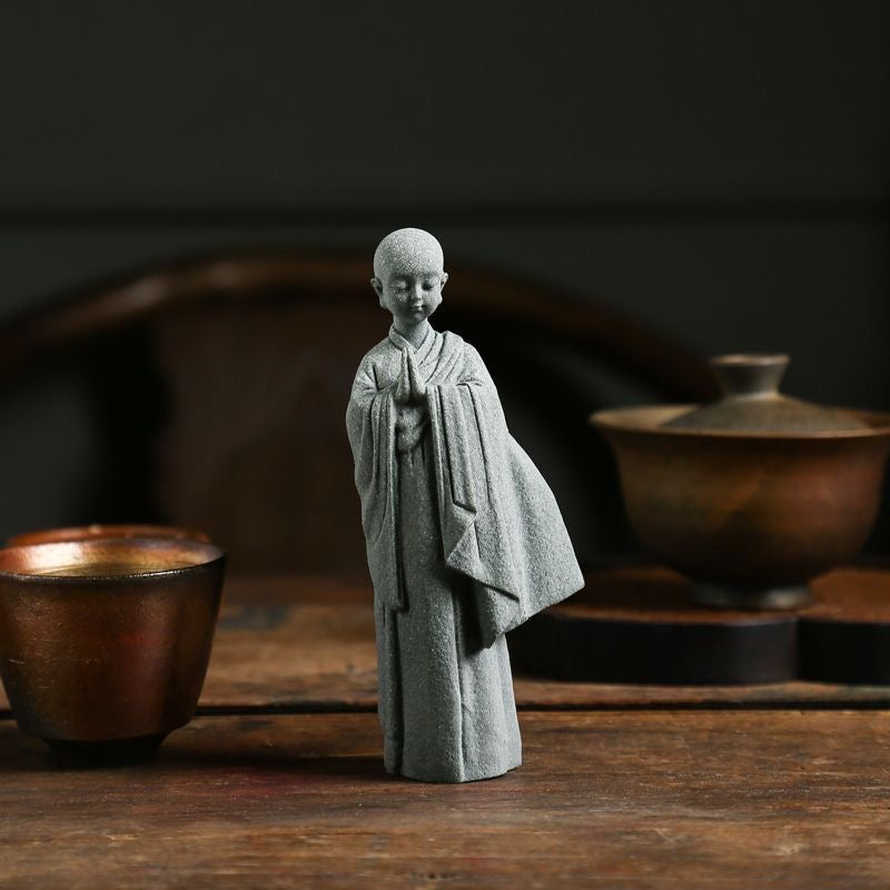 Hand-Carved Green Sandstone Zen Ornament