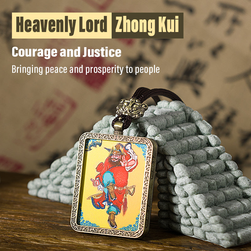 Zhong Kui Square Thangka Pendant